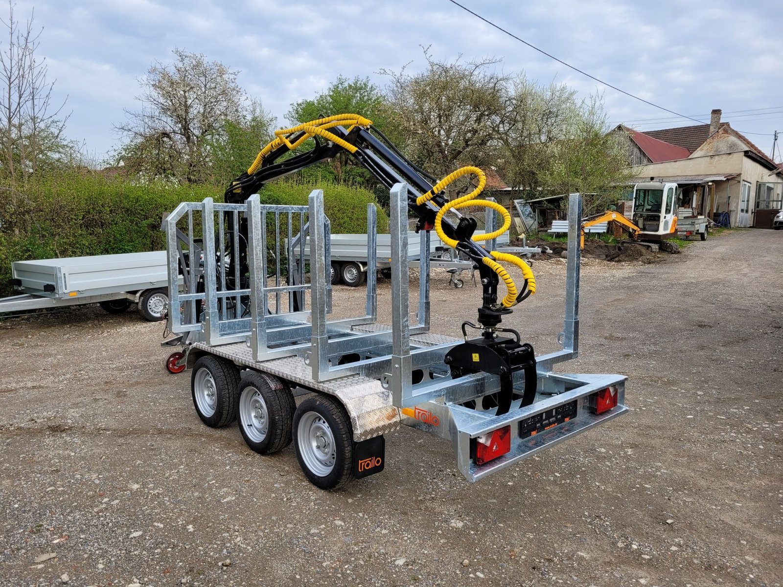 PKW Anhänger Holztransportanhänger HT353017-K mit Ladekran Jansen, Ladefläche (zwischen Rungen) ca. 3.00 x 1,49m – Image 6