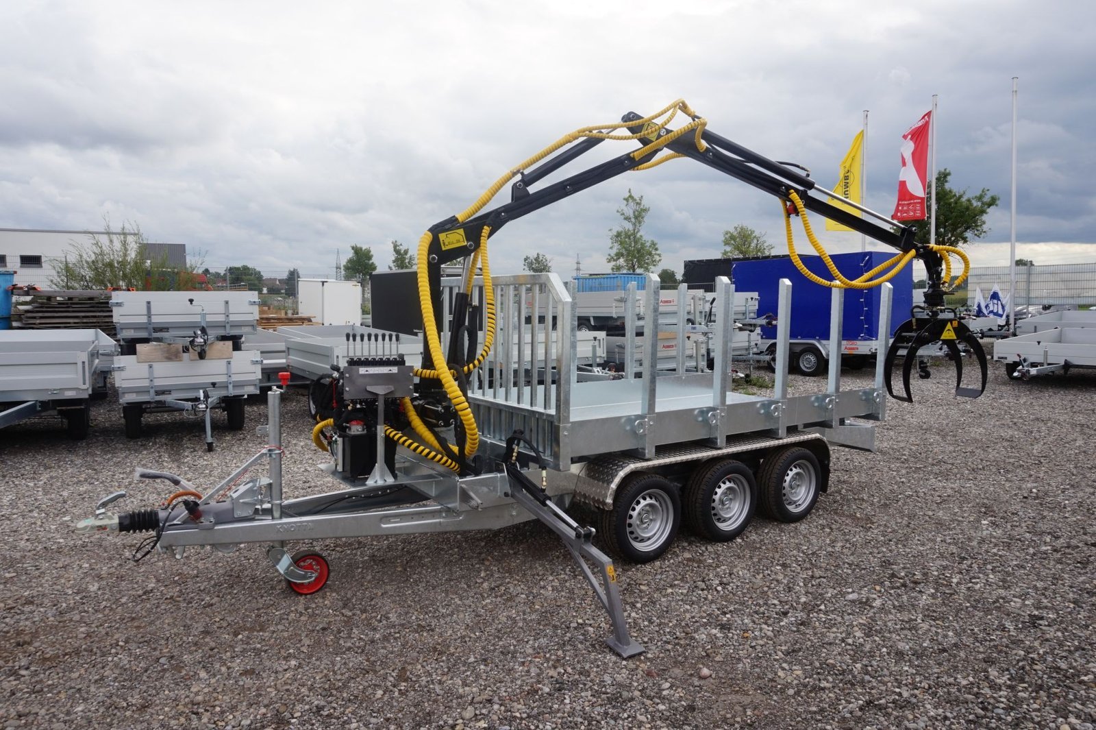 PKW Anhänger Holztransportanhänger HT353017-K mit Ladekran Jansen, Ladefläche (zwischen Rungen) ca. 3.00 x 1,49m – Image 4