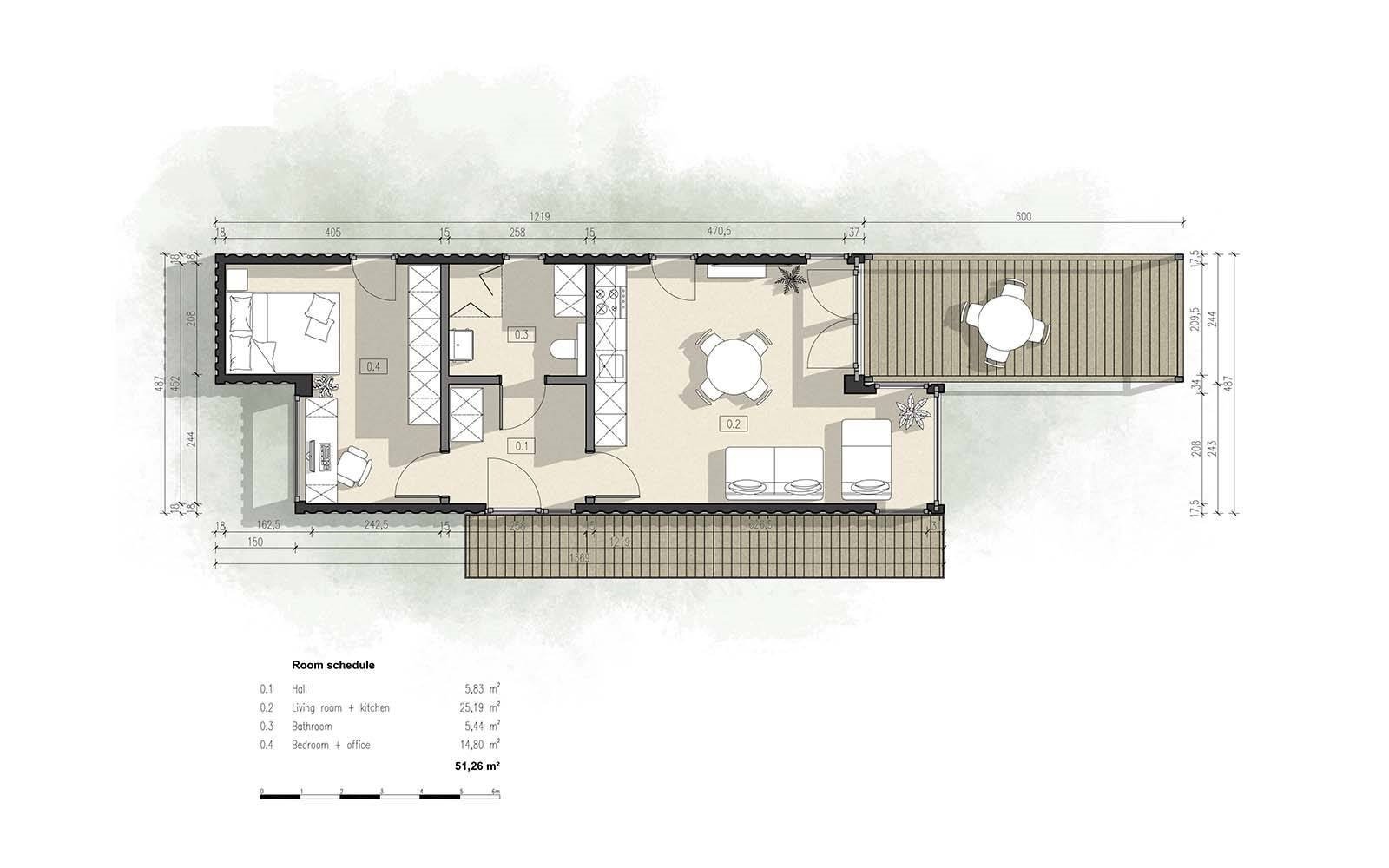 Maison en container d'expédition de 40 pieds de long – Image 8