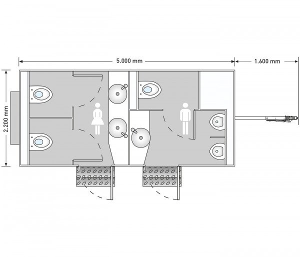 Remorque sanitaire 3 WC 2 urinoirs 2 lavabos – Image 2