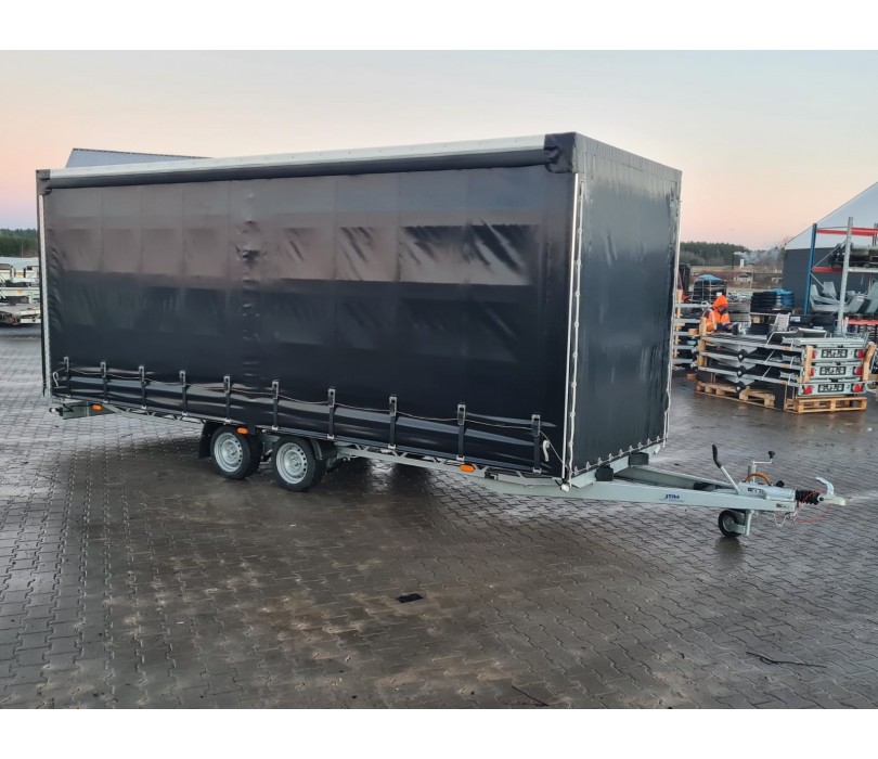 Remorque porte-voitures 620 x 210 x 240 cm avec rideaux coulissants sur 2 côtés, poids total autorisé en charge jusqu'à 3 500 kg, transporteur universel – Image 18