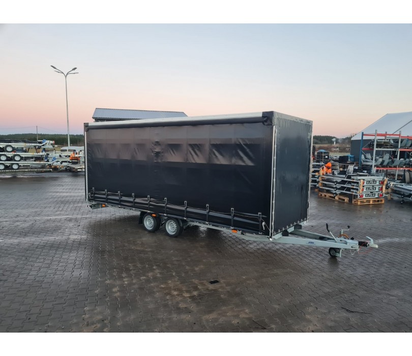 Remorque porte-voitures 620 x 210 x 240 cm avec rideaux coulissants sur 2 côtés, poids total autorisé en charge jusqu'à 3 500 kg, transporteur universel – Image 16