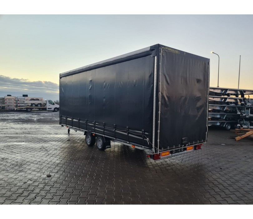 Remorque porte-voitures 620 x 210 x 240 cm avec rideaux coulissants sur 2 côtés, poids total autorisé en charge jusqu'à 3 500 kg, transporteur universel – Image 12