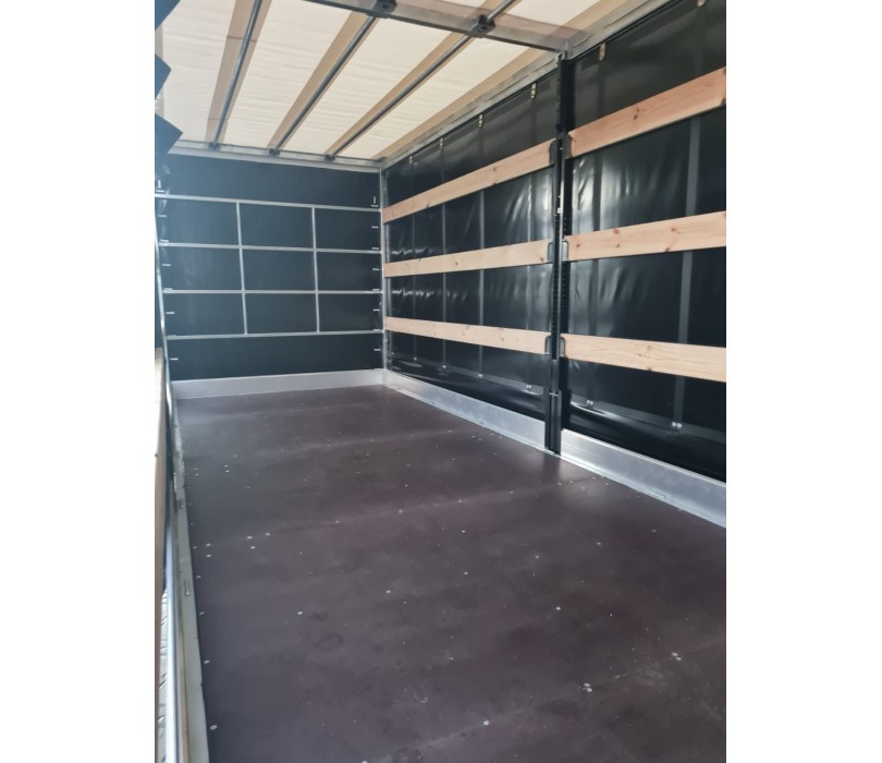 Remorque porte-voitures 620 x 210 x 240 cm avec rideaux coulissants sur 2 côtés, poids total autorisé en charge jusqu'à 3 500 kg, transporteur universel – Image 4